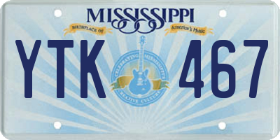 MS license plate YTK467