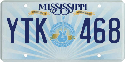 MS license plate YTK468