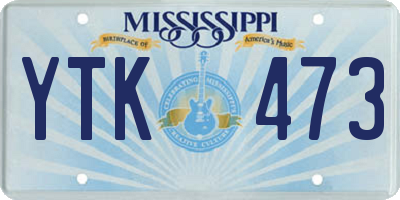 MS license plate YTK473