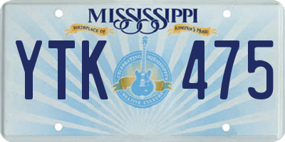 MS license plate YTK475