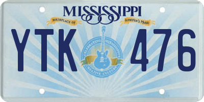 MS license plate YTK476