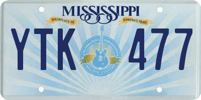 MS license plate YTK477