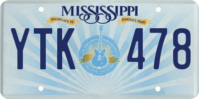 MS license plate YTK478