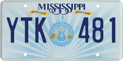 MS license plate YTK481