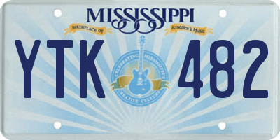 MS license plate YTK482