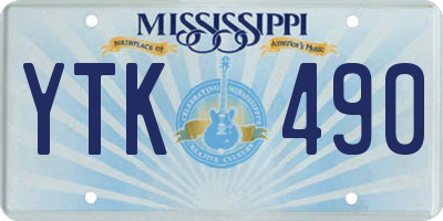 MS license plate YTK490