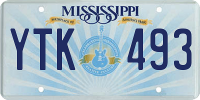 MS license plate YTK493