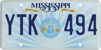 MS license plate YTK494