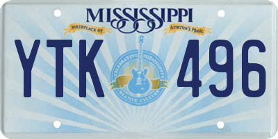 MS license plate YTK496