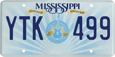 MS license plate YTK499