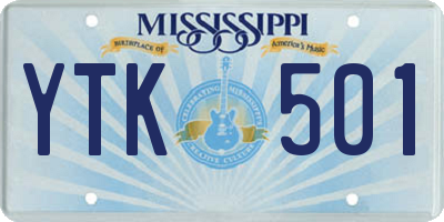 MS license plate YTK501