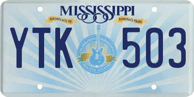 MS license plate YTK503