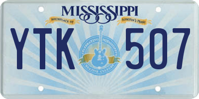 MS license plate YTK507