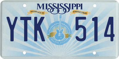 MS license plate YTK514