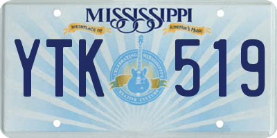 MS license plate YTK519