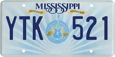 MS license plate YTK521