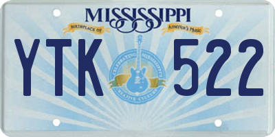 MS license plate YTK522