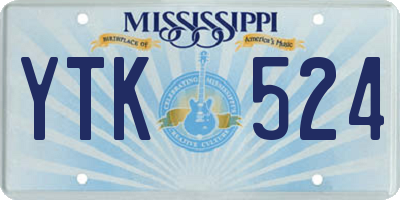 MS license plate YTK524