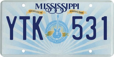 MS license plate YTK531