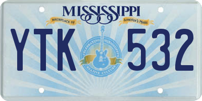 MS license plate YTK532
