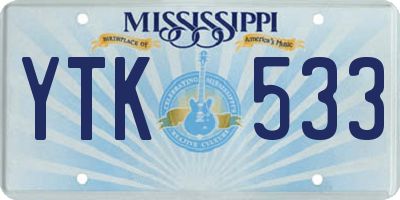 MS license plate YTK533