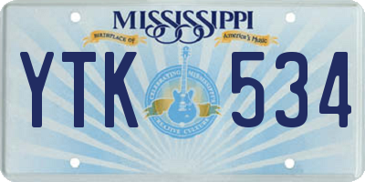 MS license plate YTK534