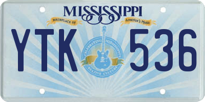 MS license plate YTK536