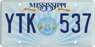 MS license plate YTK537