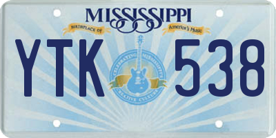 MS license plate YTK538