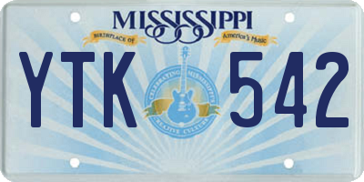 MS license plate YTK542