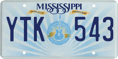 MS license plate YTK543