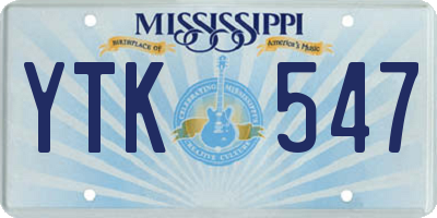 MS license plate YTK547