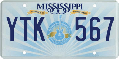 MS license plate YTK567