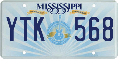MS license plate YTK568