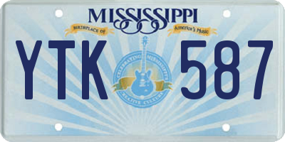 MS license plate YTK587