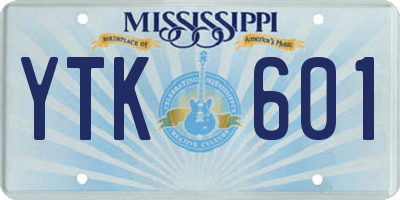 MS license plate YTK601