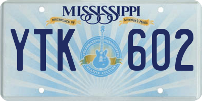 MS license plate YTK602