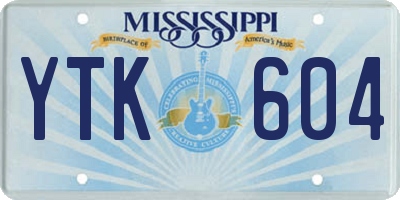 MS license plate YTK604