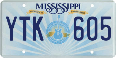 MS license plate YTK605