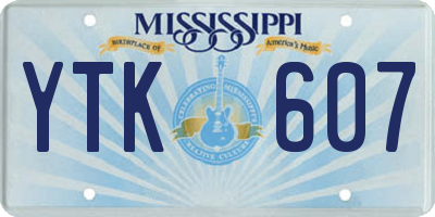 MS license plate YTK607