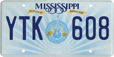 MS license plate YTK608