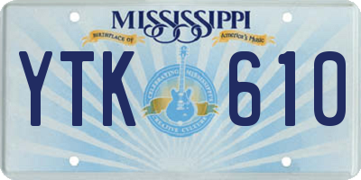 MS license plate YTK610