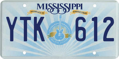 MS license plate YTK612
