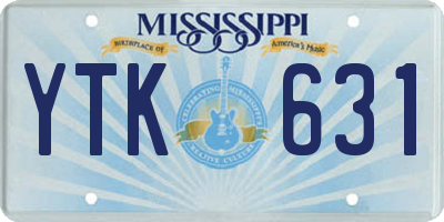 MS license plate YTK631