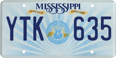 MS license plate YTK635