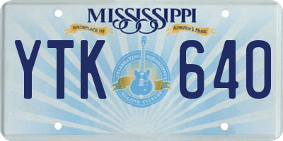 MS license plate YTK640