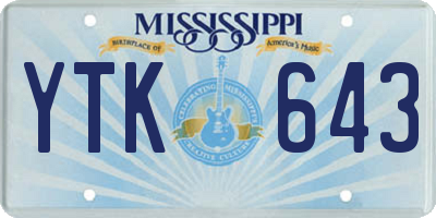 MS license plate YTK643