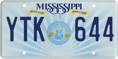 MS license plate YTK644