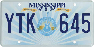 MS license plate YTK645
