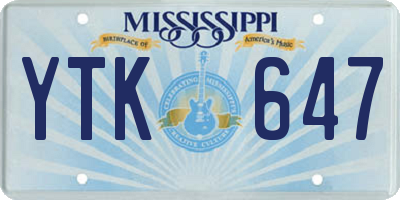 MS license plate YTK647
